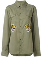 Laneus Embroidered Tiger Shirt, Men's, Size: 48, Green, Tencel