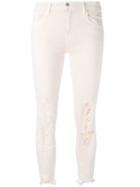 J Brand Distressed Cropped Jeans, Women's, Size: 30, Pink/purple, Cotton/polyester/spandex/elastane