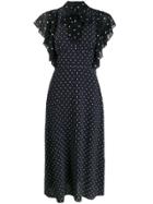 Karl Lagerfeld Pussy Bow Dotted Dress - Black