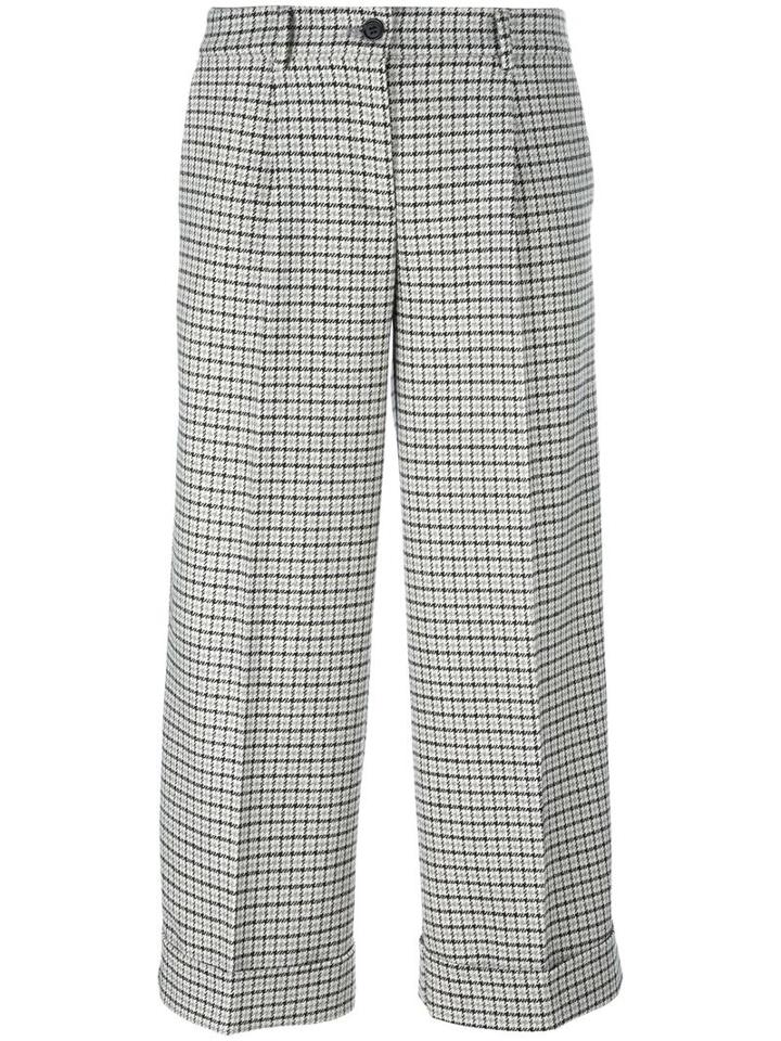 P.a.r.o.s.h. Plaid Cropped Trousers, Women's, Grey, Cotton/acrylic/polyester/wool