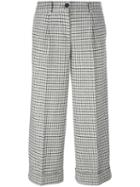 P.a.r.o.s.h. Plaid Cropped Trousers, Women's, Grey, Cotton/acrylic/polyester/wool