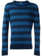 Dolce & Gabbana Striped Jumper, Men's, Size: 56, Blue, Cotton