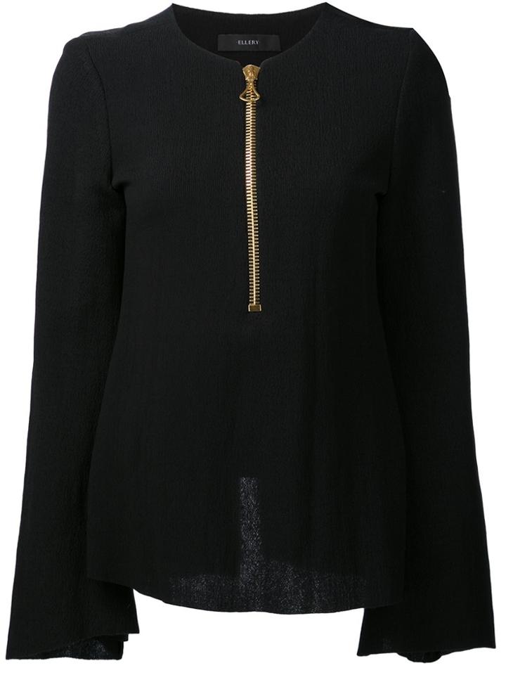 Ellery Zipped Neck Blouse - Black