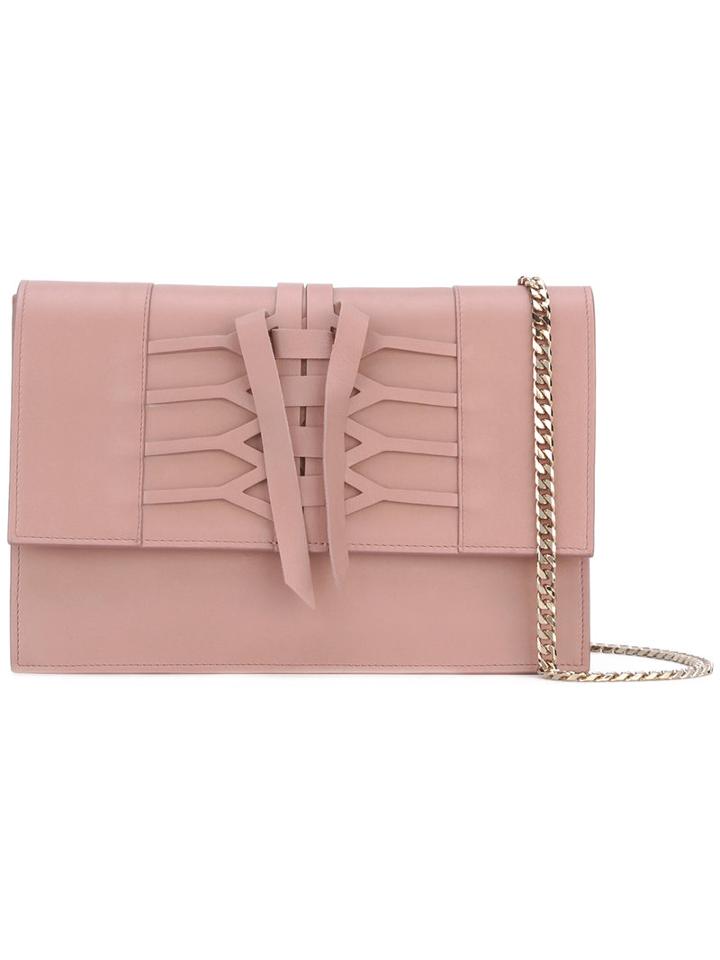 Casadei - Lattice Detail Shoulder Bag - Women - Calf Leather/nappa Leather - One Size, Pink/purple, Calf Leather/nappa Leather