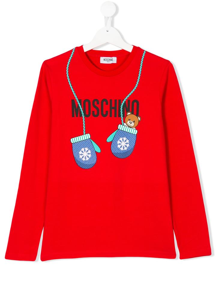 Moschino Kids Mitten Teddy Logo Top - Red