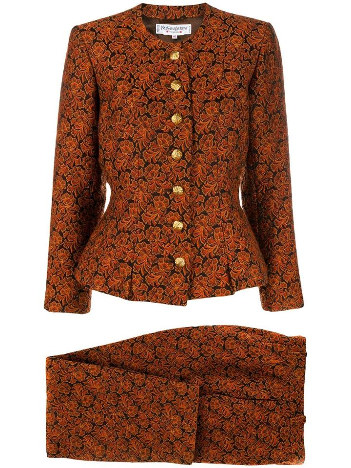 Yves Saint Laurent Pre-owned 1980's Baroque Pattern Suit - Orange