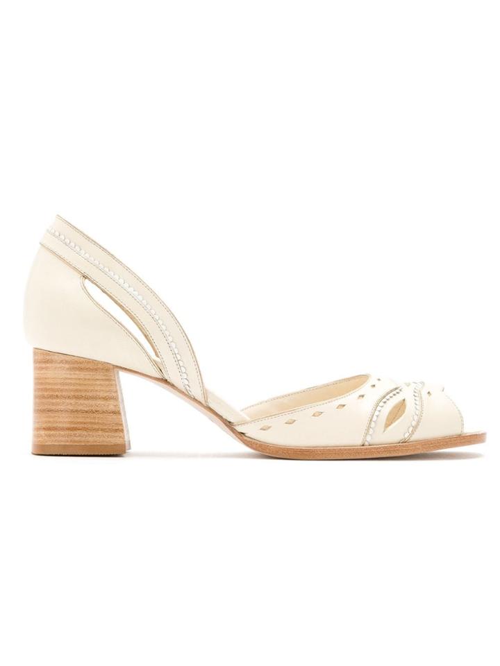Sarah Chofakian Leather Panelled Pumps - Neutrals