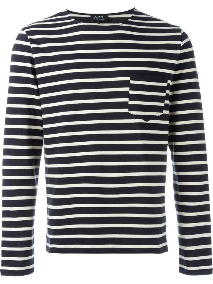 A.p.c. Striped T-shirt, Men's, Size: Xs, Blue, Cotton