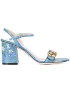 Gucci Floral Mid-heel Sandal - Blue