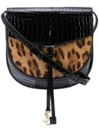 Saint Laurent Leopard Print Panel Cross Body Bag - Brown