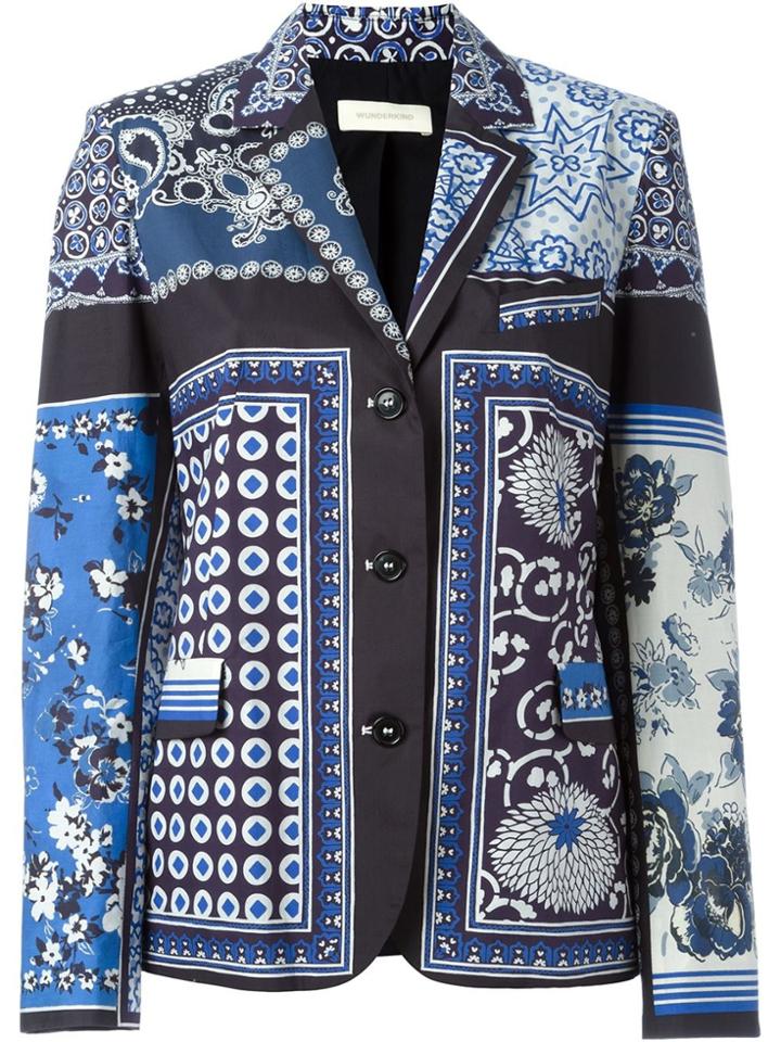 Wunderkind Scarf Print Blazer - Blue