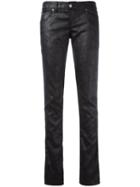 Armani Jeans Coated Slim Fit Trousers, Women's, Size: 29, Black, Polyester/spandex/elastane