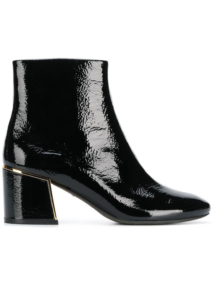 Tory Burch Gold-tone Appliqué Ankle Boots - Black