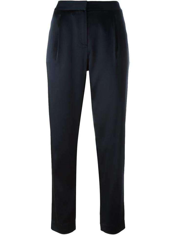 T By Alexander Wang Cropped Satin Trousers, Women's, Size: 4, Blue, Nylon/polyester/spandex/elastane/acetate