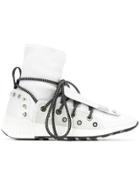 Sergio Rossi Lace-up Sock Sneakers - White