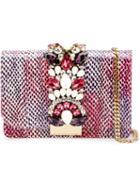 Gedebe Snakeskin Effect Embellished 'cliky' Cross Body Bag