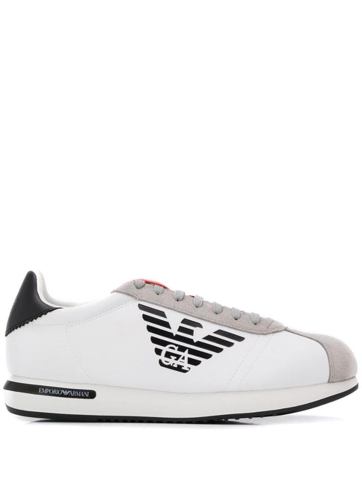Emporio Armani Printed Logo Sneakers - White