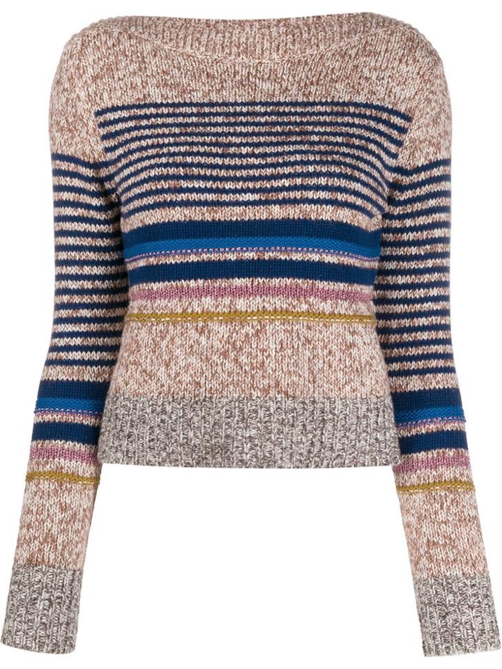 See By Chloé Horizontal Stripe Sweater - Neutrals