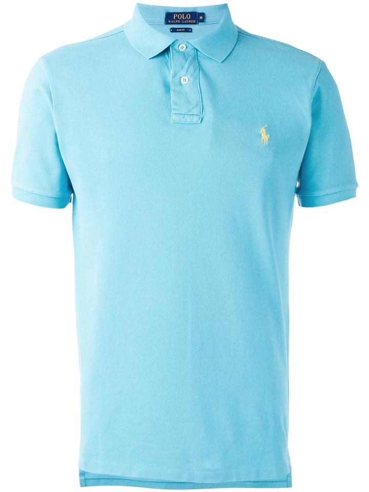 Embroidered Logo Polo Shirt - Men - Cotton - M, Blue, Cotton, Polo Ralph Lauren