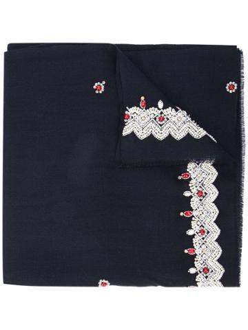 Janavi Jewel Embellished Scarf - Blue