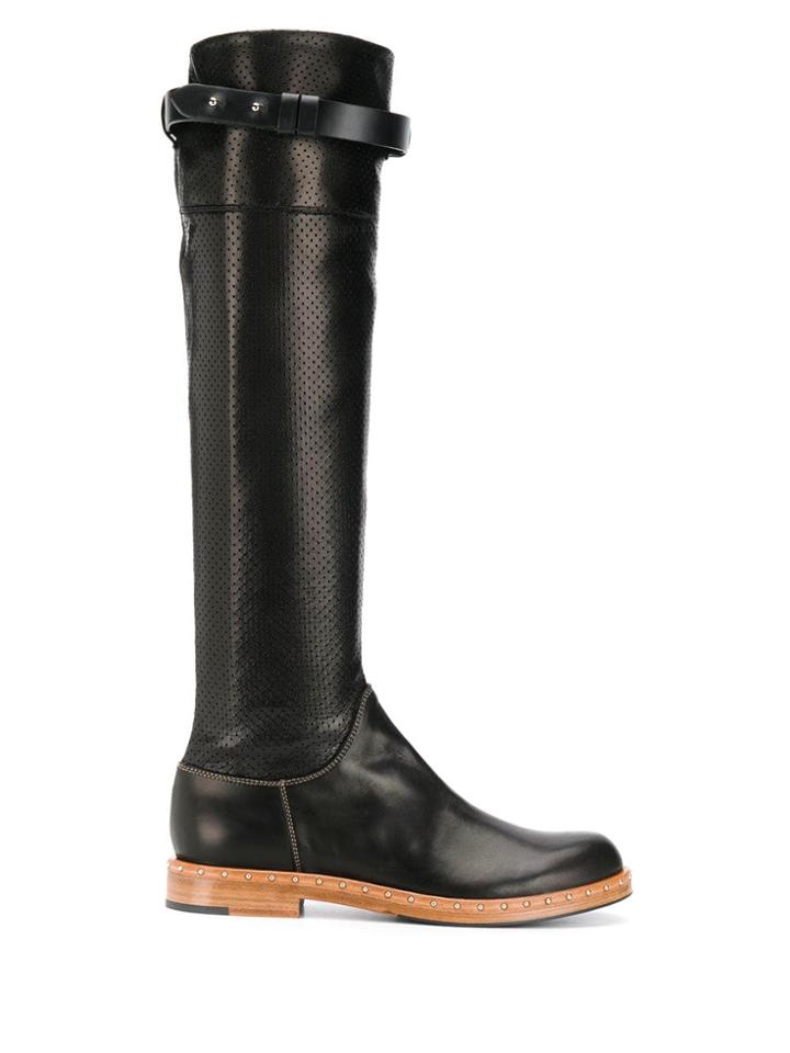 Ermanno Scervino Perforated Knee High Boots - 95708 Black