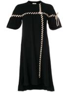 Fendi Contrast Stitched Flared Dress - Black