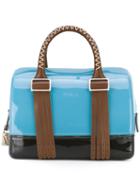 Furla - 'boston' Leather-trimmed Tote - Women - Leather/pvc - One Size, Blue, Leather/pvc
