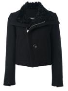Dsquared2 Shearling Collar Jacket, Women's, Size: 40, Black, Sheep Skin/shearling/polyamide/polyester/virgin Wool