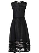Jason Wu Lace Panelled Flared Dress, Women's, Size: Medium, Black, Viscose