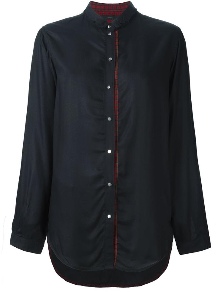 Diesel Placket Detail Shirt, Women's, Size: Medium, Black, Viscose/cotton