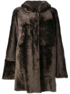 Drome - Hooded Coat - Women - Leather/viscose/lamb Fur - M, Brown, Leather/viscose/lamb Fur