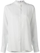 Victoria Beckham Oversized Striped Shirt, Women's, Size: 12, White, Silk/acetate