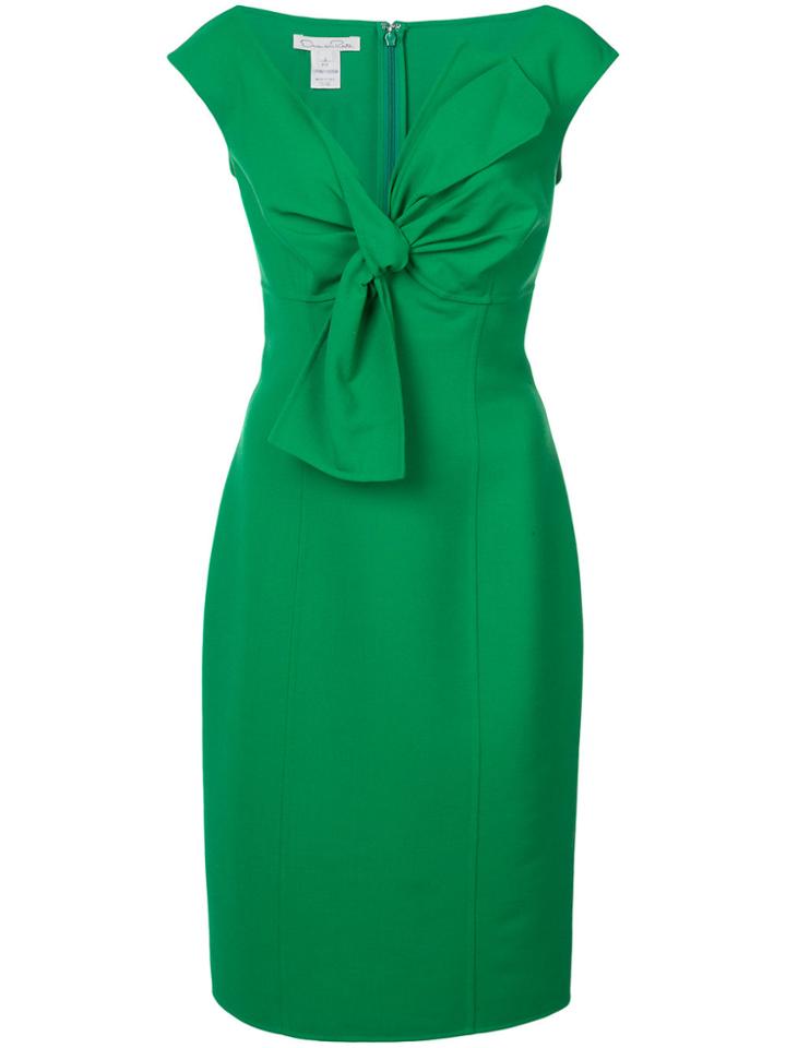 Oscar De La Renta Bow Embellished Knee Length Dress - Green