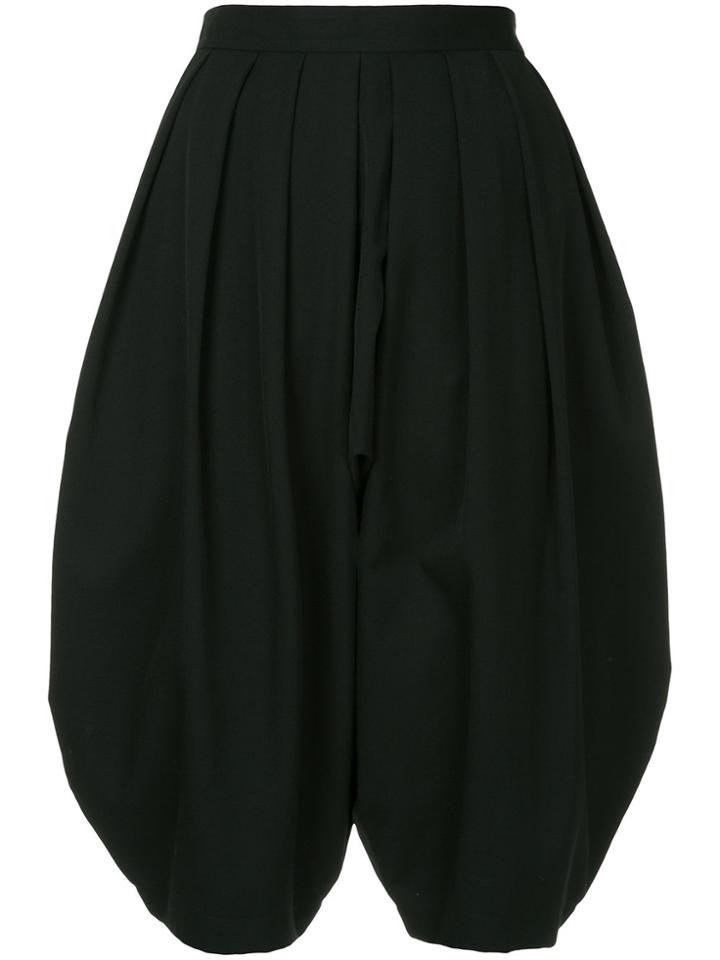 Comme Des Garçons Vintage Flared Pleated Cropped Trousers - Black