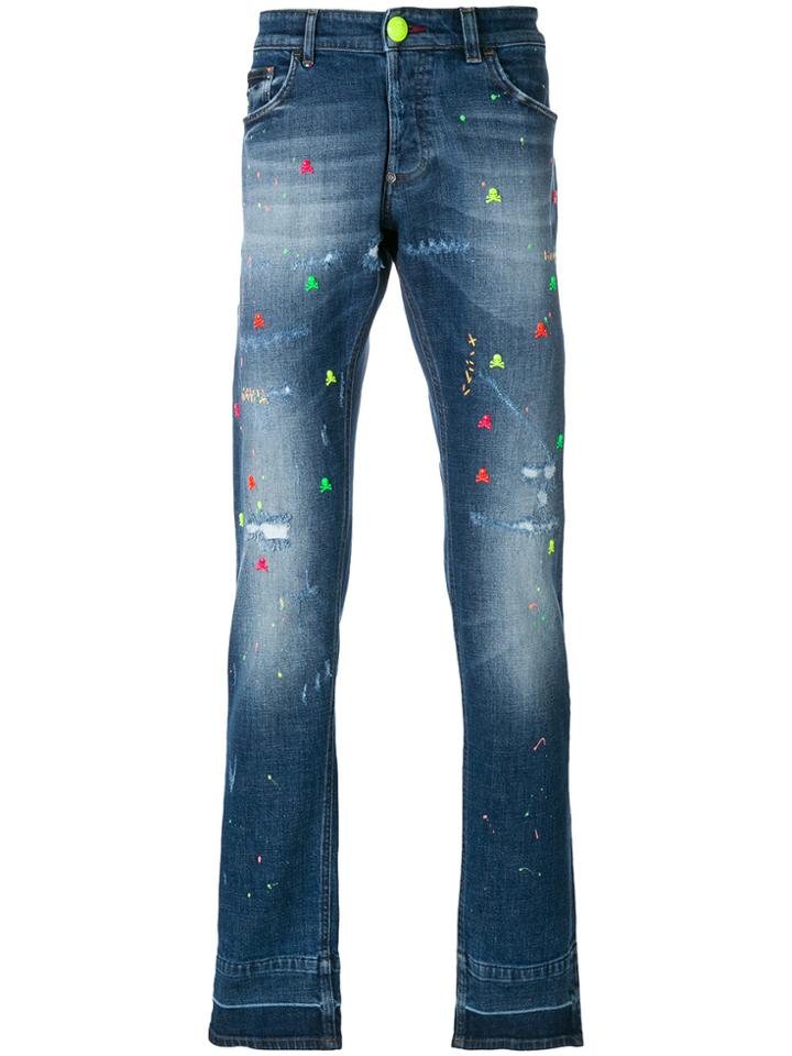 Philipp Plein Paint Me Jeans - Blue