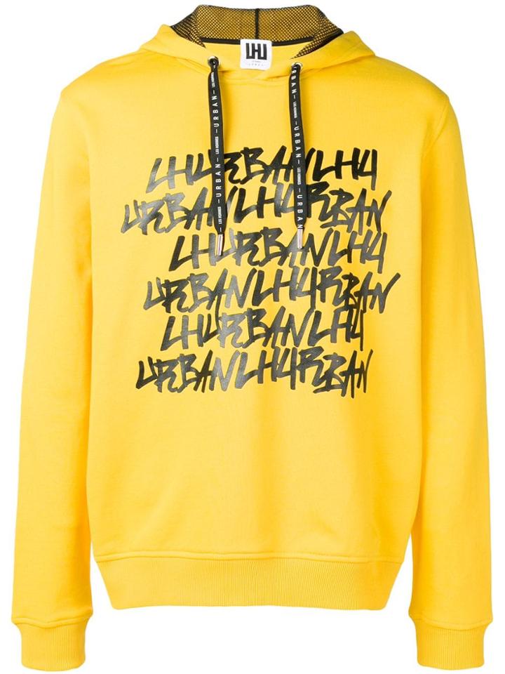 Les Hommes Urban Logo Print Hoodie - Yellow
