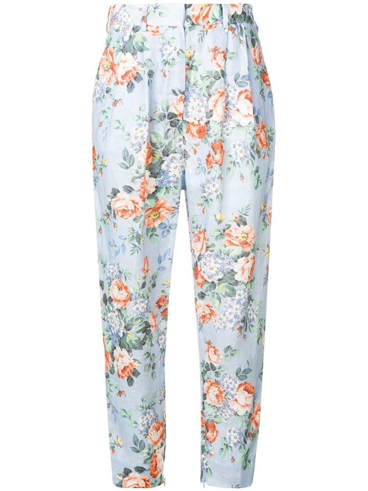 Zimmermann Bowe Floral Trousers - Blue