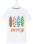 Fendi Kids Teen Surf-print T-shirt - White