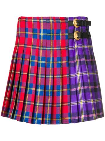 Versace Two-tone Tartan Skirt - Pink