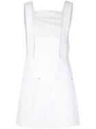 Thakoon Broderie Anglaise Panel Denim Dress, Women's, Size: 4, White, Cotton/polyester/spandex/elastane