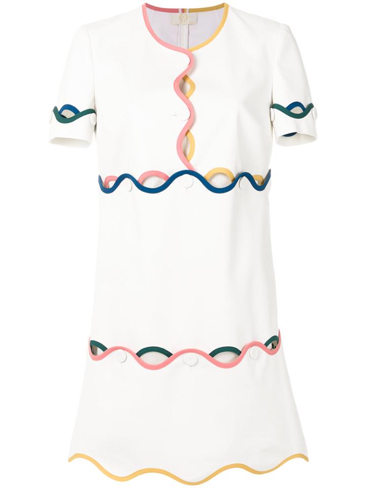 Sara Battaglia Scallop Trim Dress - White