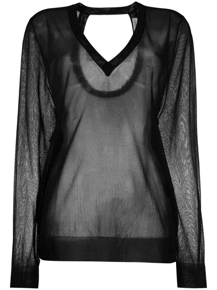 Christian Wijnants Sheer V-neck Sweater - Black