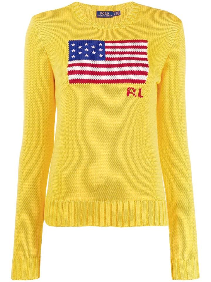 Polo Ralph Lauren Logo Flag Embroidered Sweater - Yellow