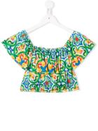 Mc2 Saint Barth Kids Teen Cropped Ruffle Top - Green