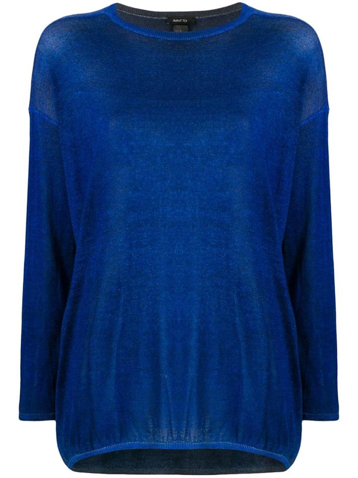 Avant Toi Boat Neck Pullover - Blue
