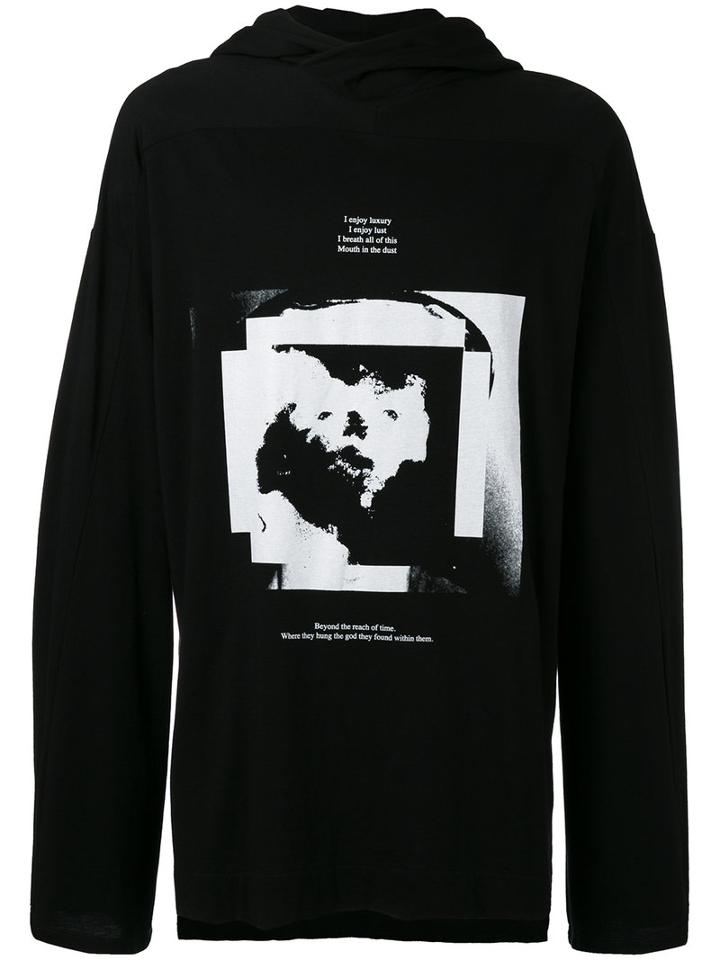 Julius - Printed Hoodie - Men - Cotton/modal - I, Black, Cotton/modal