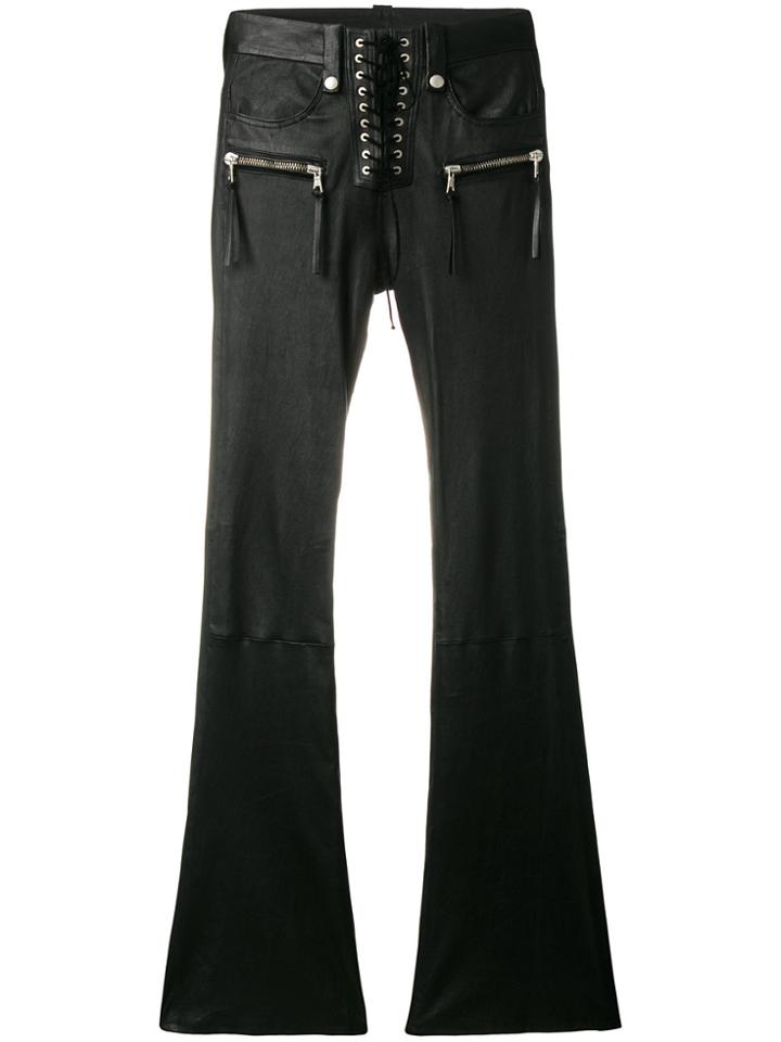 Unravel Project Lace-up Waist Flared Trousers - Black