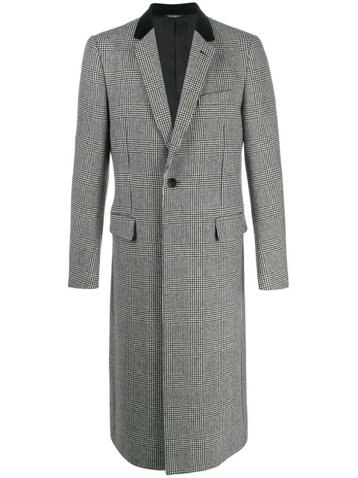 Dolce & Gabbana Houndstooth Single-breasted Coat - Black