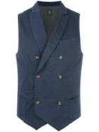 Eleventy Double Breasted Waistcoat, Men's, Size: Medium, Blue, Cotton/elastodiene