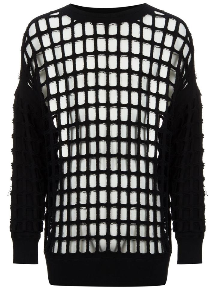 Mihara Yasuhiro Waffle Layered Sweatshirt, Men's, Size: 48, Black, Cotton